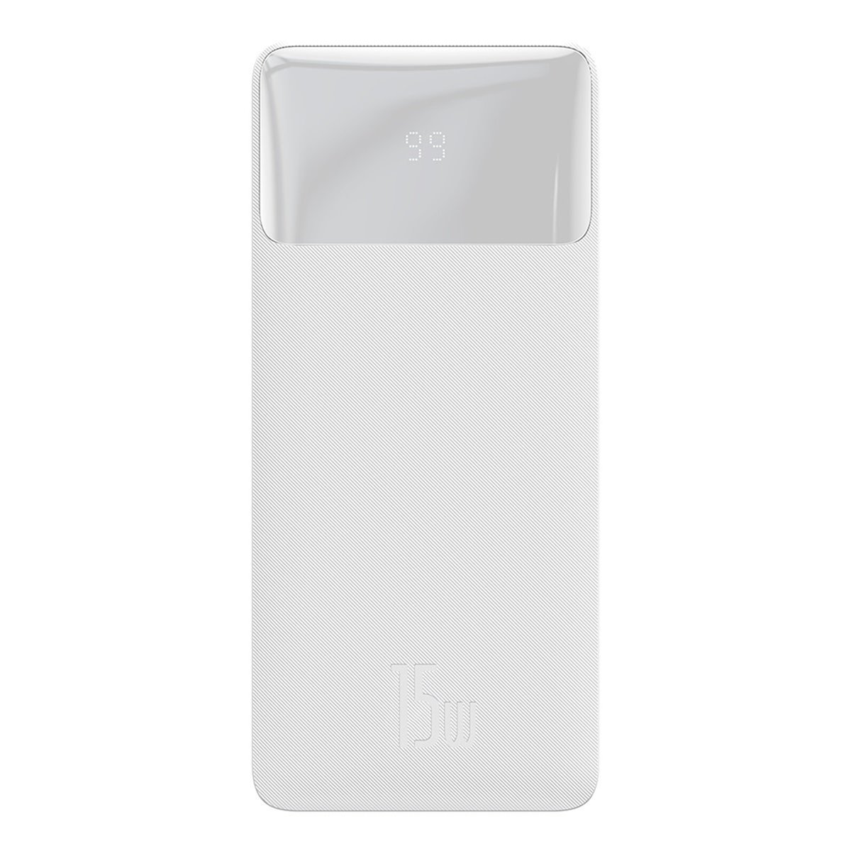 Baseus - Power Bank Bipow (PPBD050002) - Affichage numérique 2xUSB QC3.0, USB-C 10000mAh 15W + Câble Micro-USB 0.25m - Blanc