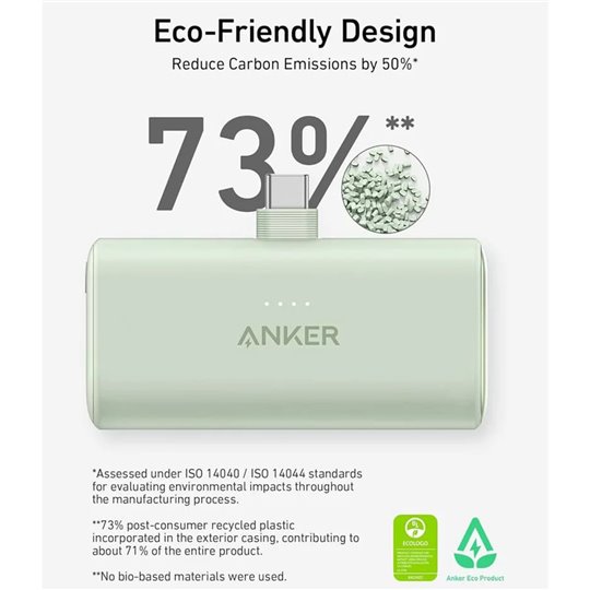 Anker - Power Bank Nano (A1653H11) - Connecteur USB-C, 5000mAh, 22,5W - Noir