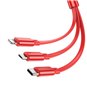 Hoco - Câble de données double tirage (X75) - 3 en 1 USB-A vers Type-C, Lightning, Micro-USB, rétractable, 2 A, 1 m - Rouge