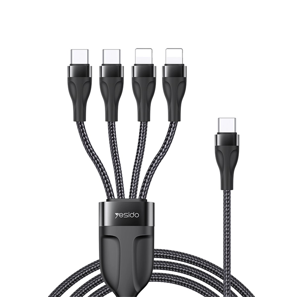 Yesido - Câble de charge (CA110) - Type-C vers 2 x Lightning, 2 x USB-C, 1,2 m, 4 A - Noir