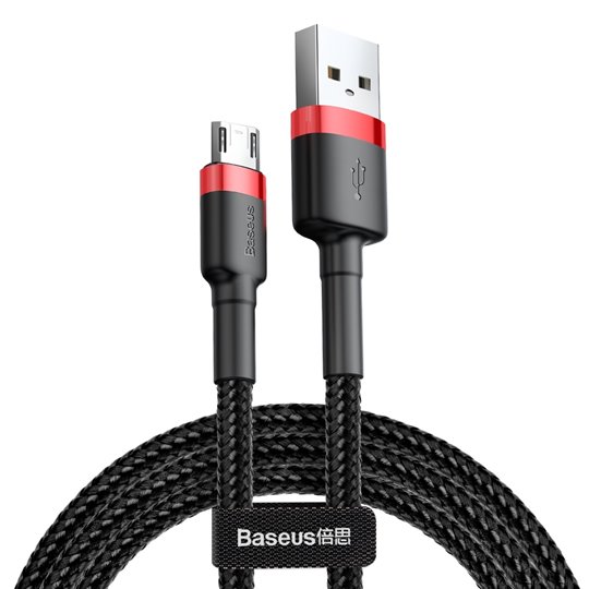 Baseus - Câble de données Cafule (CAMKLF-C91) - USB vers Micro-USB, 1,5 A, 2 m - Rouge Noir