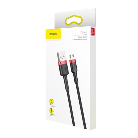 Baseus - Câble de données Cafule (CAMKLF-C91) - USB vers Micro-USB, 1,5 A, 2 m - Rouge Noir