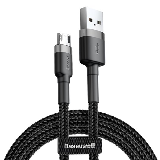 Baseus - Câble de données Cafule (CAMKLF-CG1) - USB vers Micro-USB, 1,5 A, 2 m - Gris Noir