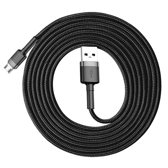 Baseus - Câble de données Cafule (CAMKLF-CG1) - USB vers Micro-USB, 1,5 A, 2 m - Gris Noir