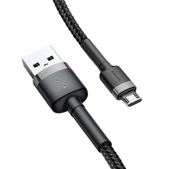 Baseus - Câble de données Cafule (CAMKLF-CG1) - USB vers Micro-USB, 1,5 A, 2 m - Gris Noir