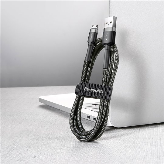 Baseus - Câble de données Cafule (CAMKLF-CG1) - USB vers Micro-USB, 1,5 A, 2 m - Gris Noir