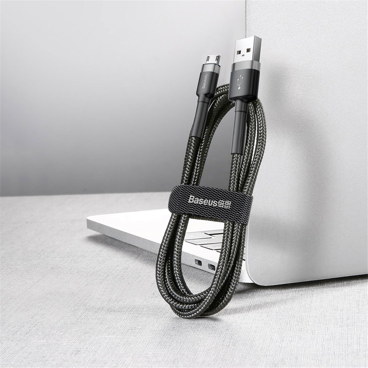 Baseus - Câble de données Cafule (CAMKLF-CG1) - USB vers Micro-USB, 1,5 A, 2 m - Gris Noir