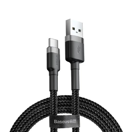 Baseus - Câble de données Cafule (CATKLF-DG1) - USB vers Type-C, charge rapide, 3 A, 480 Mbps, 0,5 m - Gris / Noir