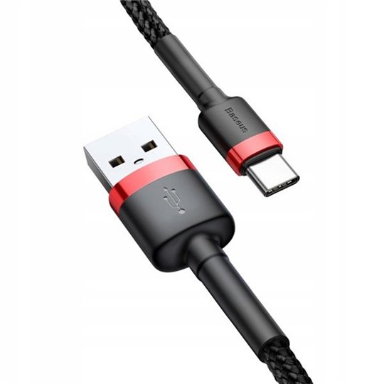 Baseus - Câble de données Cafule (CATKLF-DG1) - USB vers Type-C, charge rapide, 3 A, 480 Mbps, 0,5 m - Gris / Noir