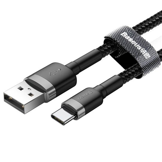 Baseus - Câble de données Cafule (CATKLF-AG1) - USB vers Type-C, charge rapide, 3 A, 480 Mbps, 0,5 m - Gris / Noir