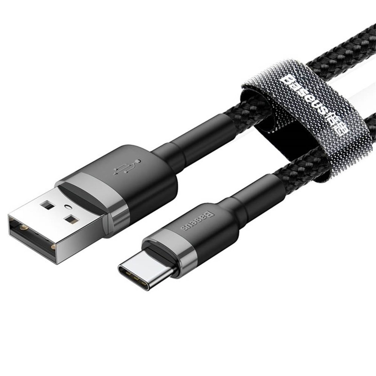 Baseus - Câble de données Cafule (CATKLF-AG1) - USB vers Type-C, charge rapide, 3 A, 480 Mbps, 0,5 m - Gris / Noir