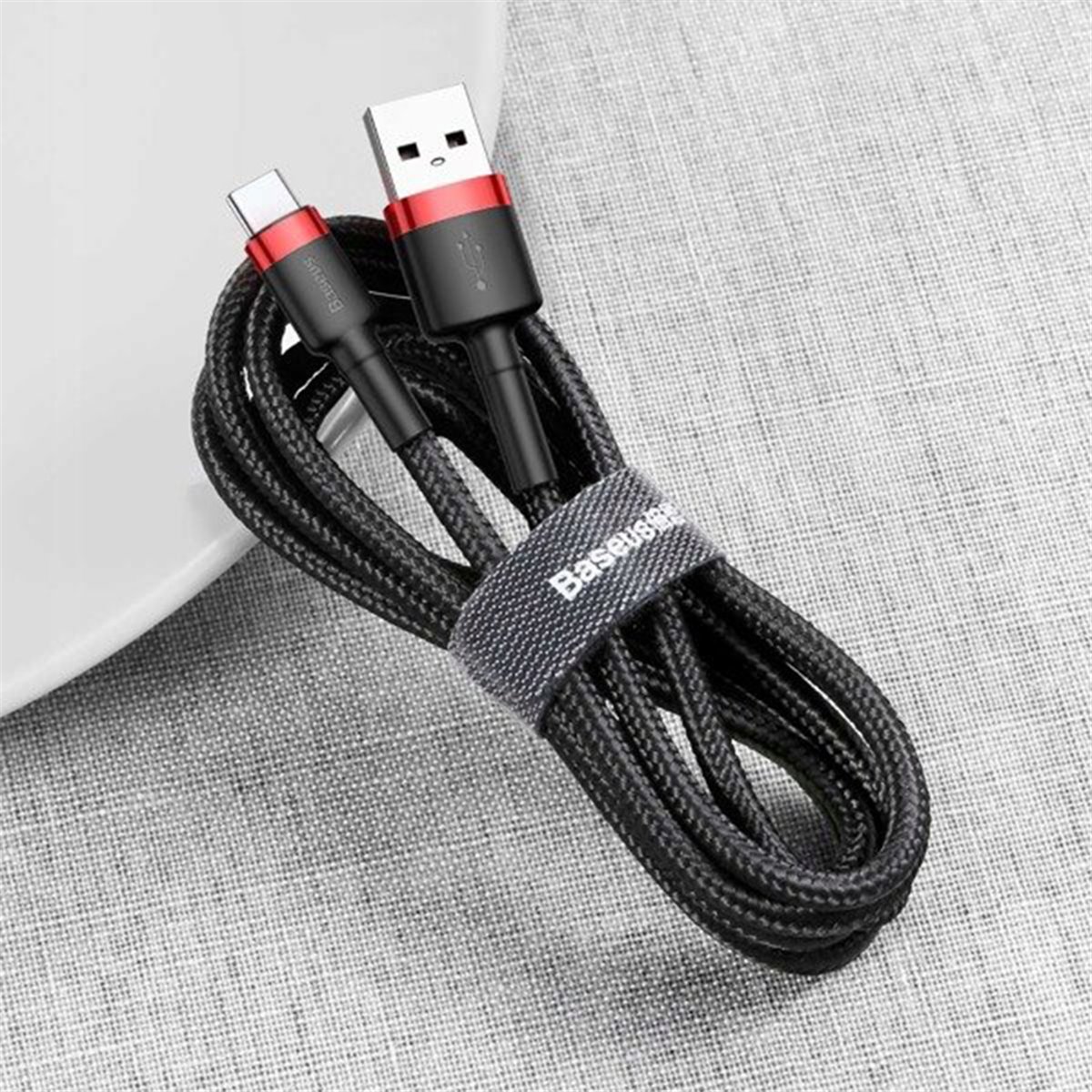 Baseus - Câble de données Cafule (CATKLF-F91) - USB vers Type-C, 2 A, 2 m - Rouge / Noir