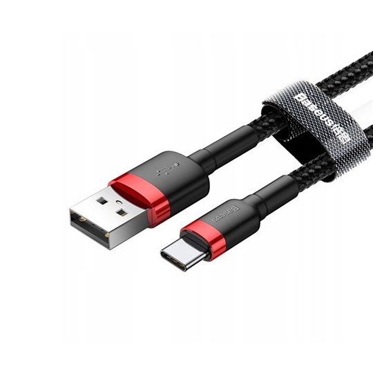 Baseus - Câble de données Cafule (CATKLF-F91) - USB vers Type-C, 2 A, 2 m - Rouge / Noir