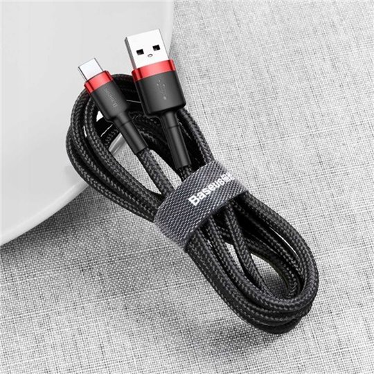 Baseus - Câble de données Cafule (CATKLF-F91) - USB vers Type-C, 2 A, 2 m - Rouge / Noir