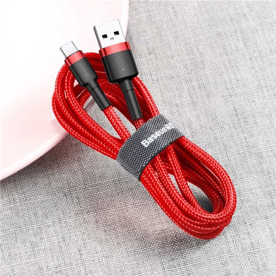 Baseus - Câble de données Cafule (CATKLF-A09) - USB vers Type-C, 3 A, 0,5 m - Rouge