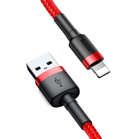 Baseus - Câble de données Cafule (CALKLF-A09) - USB vers Lightning, charge rapide, QC3.0, 2,4 A, 0,5 m - Rouge