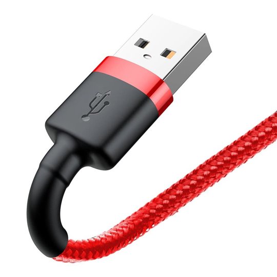 Baseus - Câble de données Cafule (CALKLF-A09) - USB vers Lightning, charge rapide, QC3.0, 2,4 A, 0,5 m - Rouge