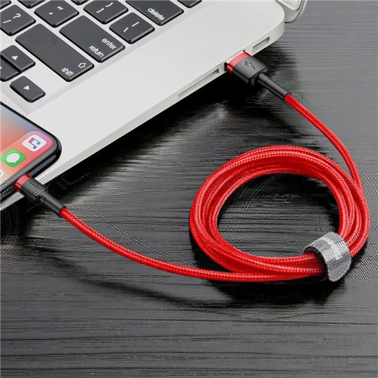 Baseus - Câble de données Cafule (CALKLF-A09) - USB vers Lightning, charge rapide, QC3.0, 2,4 A, 0,5 m - Rouge