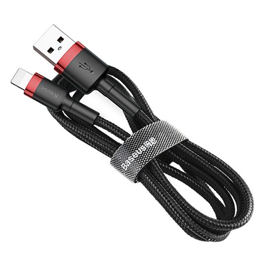 Baseus - Câble de données Cafule (CALKLF-A19) - USB vers Lightning, 2,4 A, 480 Mbps, 0,5 m - Rouge / Noir