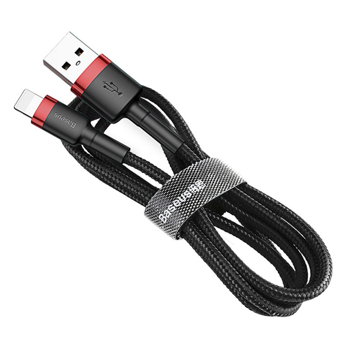 Baseus - Câble de données Cafule (CALKLF-A19) - USB vers Lightning, 2,4 A, 480 Mbps, 0,5 m - Rouge / Noir