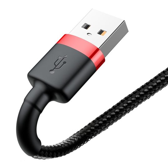 Baseus - Câble de données Cafule (CALKLF-A19) - USB vers Lightning, 2,4 A, 480 Mbps, 0,5 m - Rouge / Noir