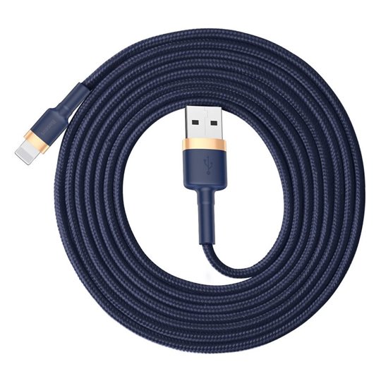 Baseus - Câble de données Cafule (CALKLF-CV3) - USB vers Lightning, QC3.0, 1,5 A, 2 m - Bleu / Or