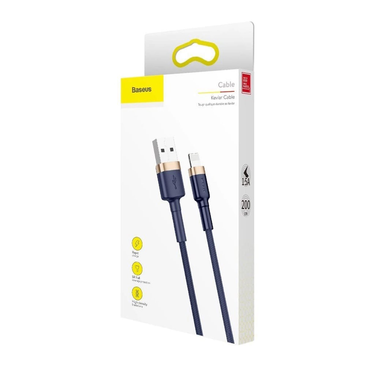 Baseus - Câble de données Cafule (CALKLF-CV3) - USB vers Lightning, QC3.0, 1,5 A, 2 m - Bleu / Or