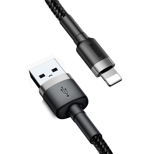 Baseus - Câble de données Cafule (CALKLF-CG1) - USB vers Lightning, 1,5 A, 2 m - Gris Noir