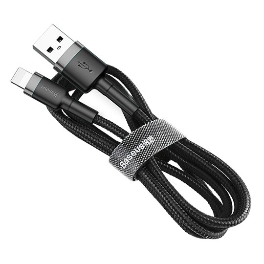 Baseus - Câble de données Cafule (CALKLF-CG1) - USB vers Lightning, 1,5 A, 2 m - Gris Noir