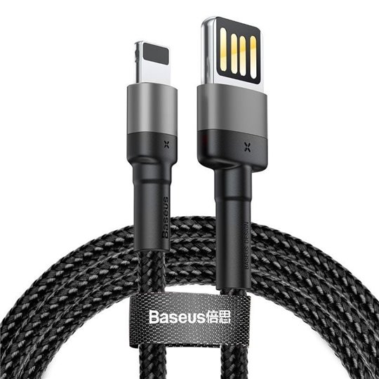 Baseus - Câble de données Cafule Special Edition (CALKLF-HG1) - USB vers Lightning, 480 Mbps, 1,5 A, 2 m - Gris / Noir