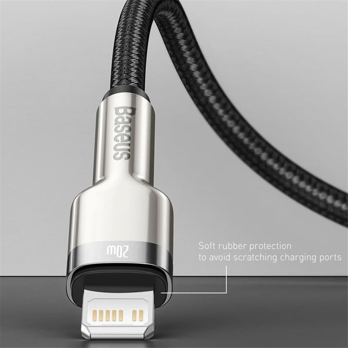 Baseus - Câble de données série Cafule en métal (CALJK-01) - USB vers Lightning, 2,4 A, 480 Mbps, 25 cm - Noir