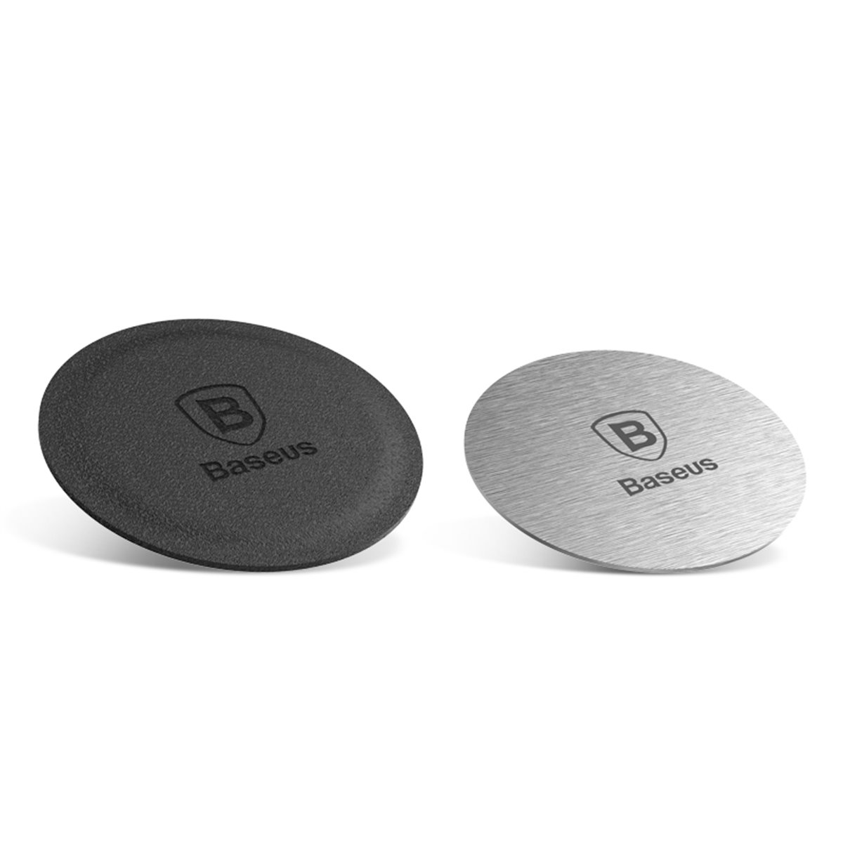 Baseus - (pack de 2) Plaque métallique (ACDR-A0S) - avec cuir PU et combinaison en fer - Noir / Argent