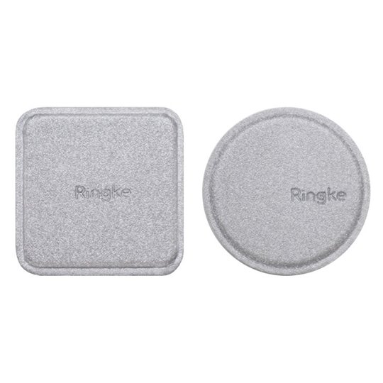 Ringke - Plaque métallique (lot de 2) - Revêtement en cuir PU - Argent