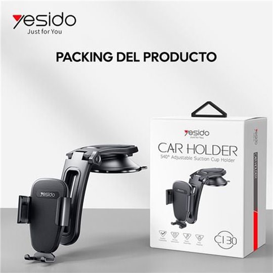 Yesido - Support de voiture (C130) - Gravity Grip pour tableau de bord, support à ventouse réglable - Noir