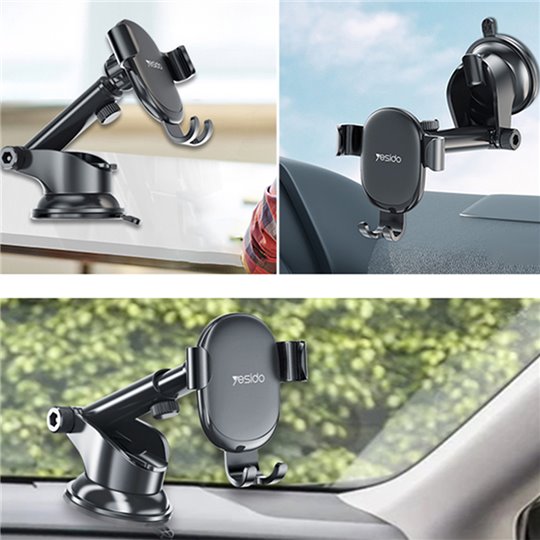 Yesido - Support de voiture (C120) - Gravity Grip, bras extensible pour tableau de bord, pare-brise - Noir